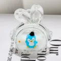 Mignon pingouin dessin animé liquide sable mouvant acrylique porte-clés sac pendentif cadeau. - Tête de lapin
