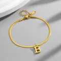 Gold titanium steel snake chain anklet with letter B charm minimalist fashion jewelry gift. - Letter B / Gold