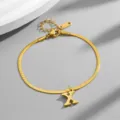 Gold titanium steel snake chain necklace featuring letter X pendant for daily wear gifts. - Letter X / Gold