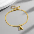Gold snake chain anklet featuring letter A pendant in titanium steel minimalist style - Letter A / Gold