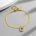 Gold titanium steel snake chain anklet with letter C pendant for women fashion jewelry gift. - Letter C / Gold