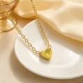 Collana con catena a clavicola in zircone cubico giallo a forma di cuore dorato donna var. - brillante a forma di cuore / Giallo