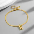 Gold titanium steel letter E anklet bracelet, fashionable dainty minimalist jewelry gift. - Letter E / Gold