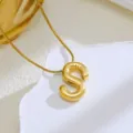 Gouden Ballon Letter S Hanger Ketting, Trendy Alfabet Sieraden voor Dames en Meisjes - Letter S