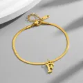 Gold titanium steel letter F snake chain anklet fashion minimalist jewelry gift for women - Letter F / Gold