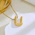 Gouden letter U hanger ketting met slangenketting, chique mode sieraden voor dames. - Letter U