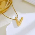 Gouden Letter V Hanger Ketting Bubbel Initiële Slangketting Chic Sieraden Cadeau - Letter V
