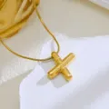 Gouden Puffy Letter X Hanger Halsketting van Glanzend Metaal Sieraden voor Vrouwen - Letter X