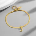 Gold snake chain anklet with letter J pendant minimalist titanium steel jewelry for women - Letter J / Gold