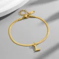 Gold snake chain anklet with letter L pendant, titanium steel minimalist fashion jewelry. - Letter L / Gold