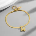 Gold letter M snake chain anklet titanium steel minimalist fashion jewelry gift for women - Letter M / Gold
