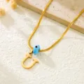 Gold snake chain necklace featuring letter U pendant and blue evil eye bead for women stylish - Letter U / Gold