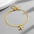 Gold color letter N pendant snake chain anklet titanium steel fashion minimalist style jewelry - Letter N / Gold