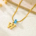Gold Letter W Evil Eye Snake Chain Necklace Adjustable Fashion Jewelry for Women Style - Letter W / Gold