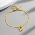 Gold-plated snake chain anklet with initial letter pendant, trendy titanium steel jewelry. - Letter Q / Gold