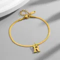 Gold Titanium Steel Letter R Snake Chain Anklet Minimalist Fashion Elegant Daily Gift - Letter R / Gold