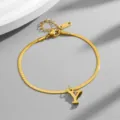 Gold snake chain anklet with letter Y pendant chic minimalist titanium steel jewelry for women gift - Letter Y / Gold