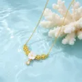 Gold plated zirconia clover necklace with white flower pendant for women variant stylish jewelry - Four-Leaf Clover White Flower Necklace