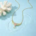 Vergulde zirkonia bloem hanger ketting elegante sleutelbeen ketting voor vrouwen - Roze Bloem Halsketting