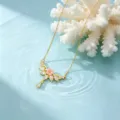 Vergulde zirkonia bloem ketting, elegante minimalistische sleutelbeenketting voor dames. - Roze Bloem Halsketting
