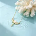 Vergulde zirkonia witte bloem ketting Delicaat sleutelbeen sieraad Elegante chique accessoire - Witte Bloem Halsketting