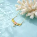 Verzette vergulde zirconia halsketting met roze bloemhanger, elegante chique ketting. - Roze Bloem Halsketting