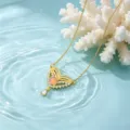 Vergulde zirkoon ketting, chique roze bloem hanger sleutelbeen ketting variant. - Roze Vlinder Bloemblad Ketting