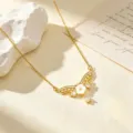 Verguld Zirkoon Vlinder Ketting Niche Ontwerp Elegante Dames Sleutelbeen Sieraden - Witte Bloemen Vlinder Ketting