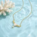 Vergulde zirkonia bloem hanger ketting minimalistische elegante sleutelbeenketting variant - Witte Bloem Halsketting