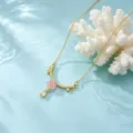 Verguld zirkonia bloem hanger ketting, elegante chique sleutelbeen ketting voor vrouwen. - Roze Bloem Halsketting