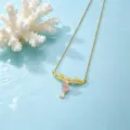 Vergulde zirkoon bloem hanger ketting elegante sleutelbeen ketting sieraden voor vrouwen - Paarse Bloemenketting