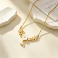 Vergulde zirkonia bloem ketting prachtige sleutelbeen ketting elegante sieraden voor dames - Witte Bloem Halsketting