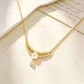 Vergulde zirkonia bloem hanger ketting delicate sleutelbeen ketting elegante sieraden - Witte Bloemen Halve Maan Ketting