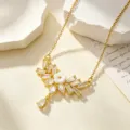 Vergulde zirkoonketting met witte bloemhanger, elegante sleutelbeensieraad voor vrouwen. - Witte Bloem Halsketting