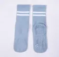 Women's anti-slip yoga socks with white stripes and silicone grip soles for indoor fitness pilates. - One Size / Light Blue