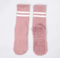 Pink non-slip yoga socks for women, mid-calf pilates and fitness socks with silicone grip. - One Size / Pink