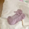 Transparent crystal silk low-cut socks with cotton bottom and lace detail, lightweight. - One Size / Purple