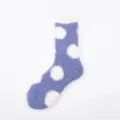Soft fluffy purple polka dot fuzzy sleep socks detailed close up view comfortable warm - One Size / Purple