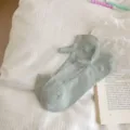 Chaussettes invisibles en soie transparente pour femme, style coréen, chaussettes courtes. - Taille Unique / Vert clair