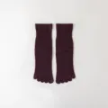 Chaussettes cinq orteils en coton mi-mollet pour femmes, détail sport respirant bordeaux - Taille 35-40 / Bordeaux