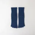Gros plan détaillé des chaussettes à cinq orteils bleu foncé en textile souple. - Taille 35-40 / Bleu Marine
