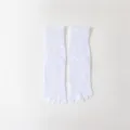 Detail view of white cotton five-toe socks, comfortable split-toe design for women everyday wear. - Size 35-40 / White