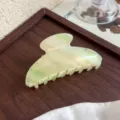 Élégante pince à cheveux marbrée verte avec strass, accessoire de coiffure en acétate chic. - Vert