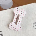 Korean cute bone shaped hair claw clip with red polka dots stylish daily hair accessory - White Polka Dot