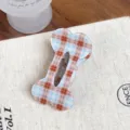 Korean style cute plaid bone hair clip duckbill hair accessory for women daily styling - Blue Brown Plaid