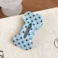 Cute blue bone-shaped hair clip with colorful polka dots, sweet duckbill hair accessory for daily use. - Blue Polka Dot