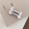 Striped bone hair clip, cute colorful stripe duckbill clip for daily casual hairstyles. - Blue and White Stripes