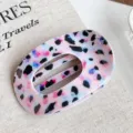 Pinza de pelo grande ovalada con estampado de leopardo para mujer, accesorio de estilismo. - Estilo Abalone / Leopardo Fucsia