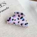 Pinza de pelo morada con estampado de leopardo, gancho de acetato elegante para mujeres. - Estilo Semicircular Pequeño / Leopardo Fucsia