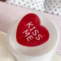 Red heart hair claw clip with KISS ME print, cute acrylic shark clip for women half up hair. - KissMe
